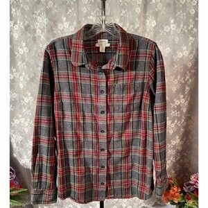 L.L Bean Flannel Ladies Shirt Size Medium Plaid Slim Fitted 100% Cotton Cozy